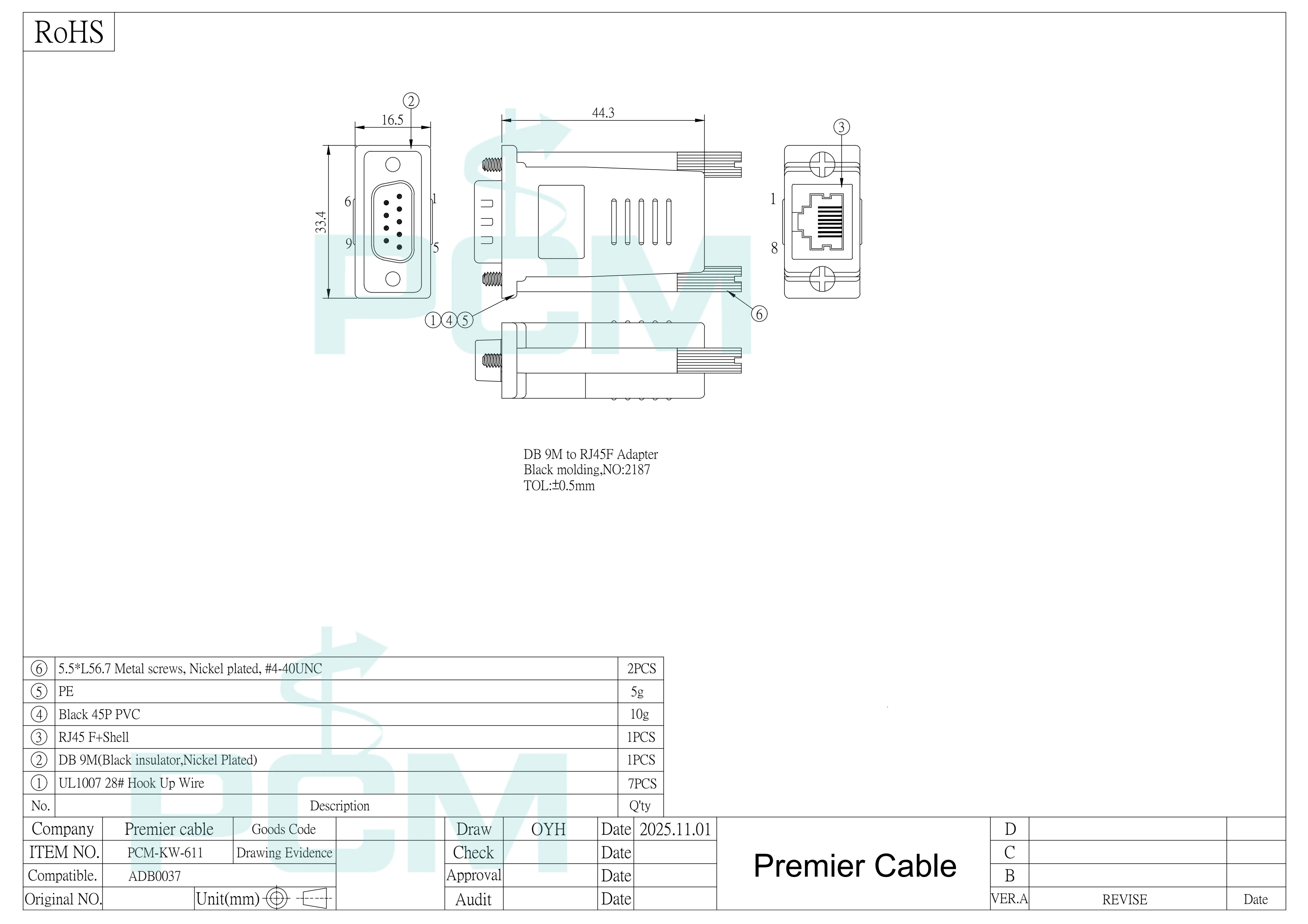 Cyclades RJ45 female to DB9 9Pin Male Crossover Adapter Compatible with Avocent ADB0037 for RS232 Serial Communication CNC PLC
