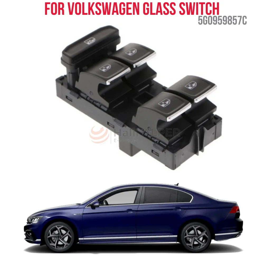 FOR WINDOW SWITCH WITH FOUR (CHROME) VW.GOLF VII-PASSAT B8 -TIGUAN (WHITE LIGHT) OEM 5G0959857C SUPER QUALITY HIGH SATISFACTIO