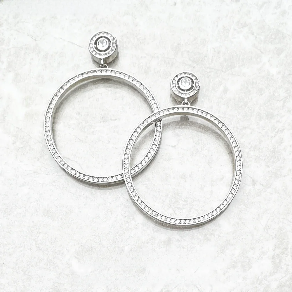 Okrągłe kolczyki wiszące, europejski styl Glam Fine Jewelry dla kobiet prezent ze srebra próby 925 — zdjęcie 2