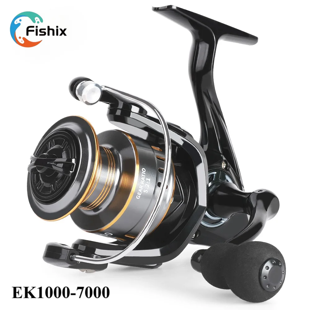 

FISHIX Outside Spinning Reel Metal Spool 5.2:1 Speed Ratio Fishing Gear Black Fishing Reel High Quality Single Smooth Rocker