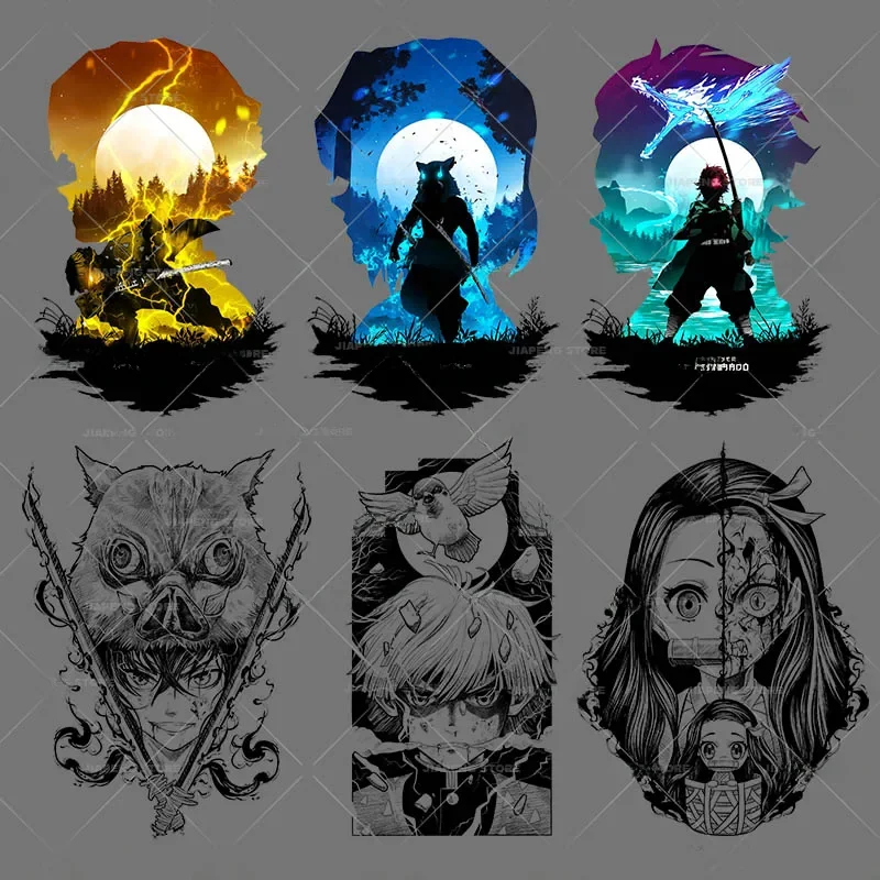 Autocollants de repassage imprimés Demon Slayer, transfert de chaleur sur vêtements, T-shirt, Anime chaud Nezuko Tanjirou, Patch thermique, décor, cadeau