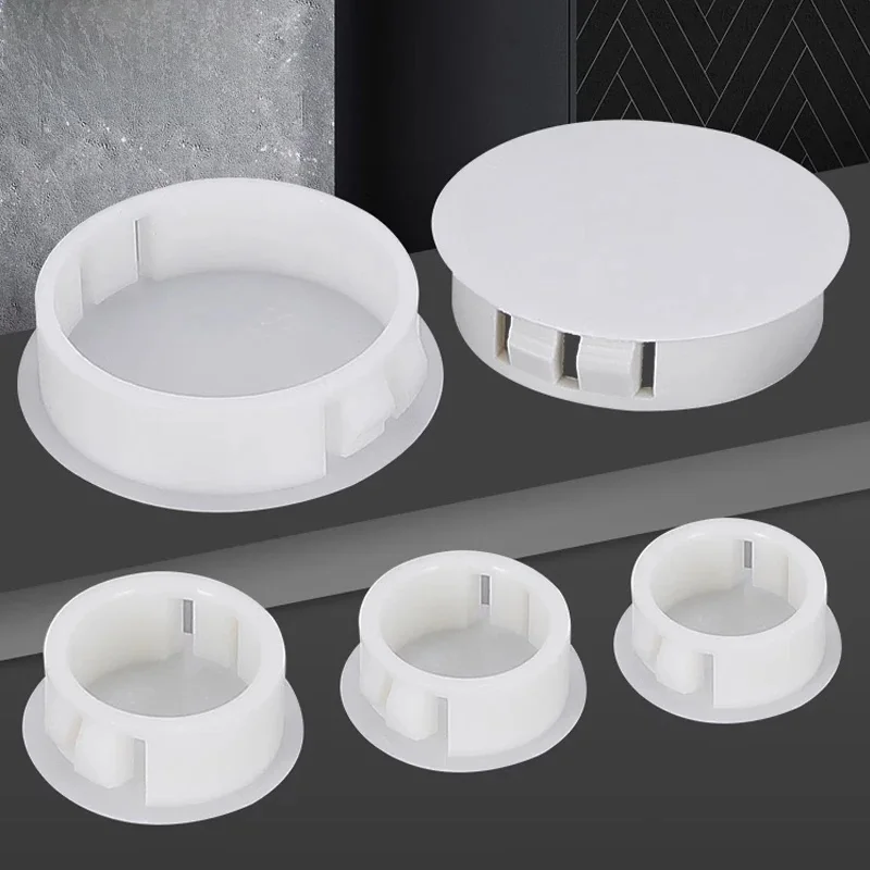 Bouchon Blanc à Encliqueter en Plastique, Embouts Ronds de 5 à 50mm, Inserts de Tubes