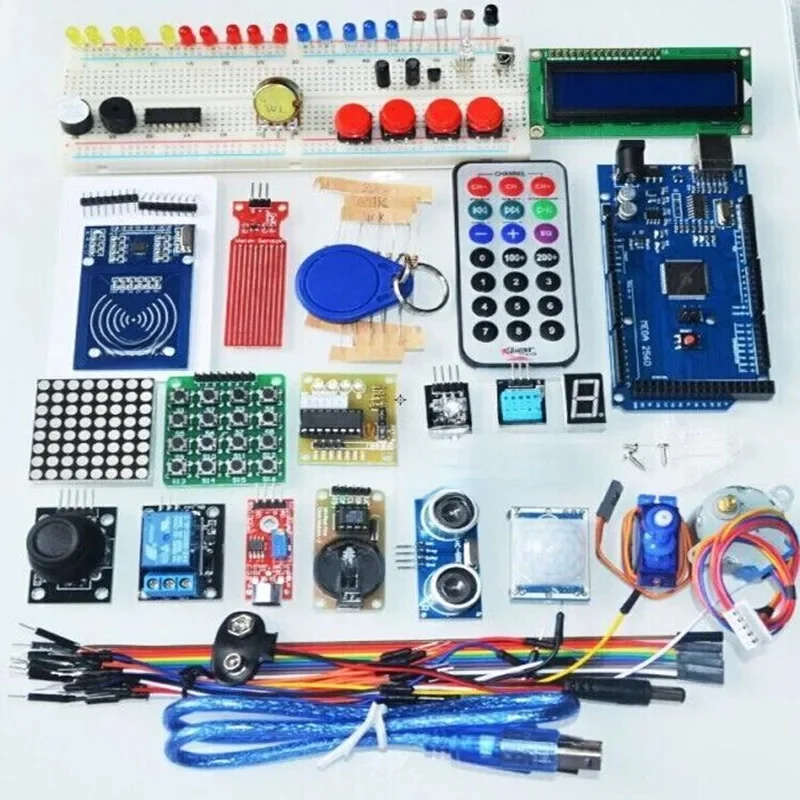 Mega 2560 r3 kit de démarrage moteur servo RFID relais de portée ultrasonique LCD pour arduino