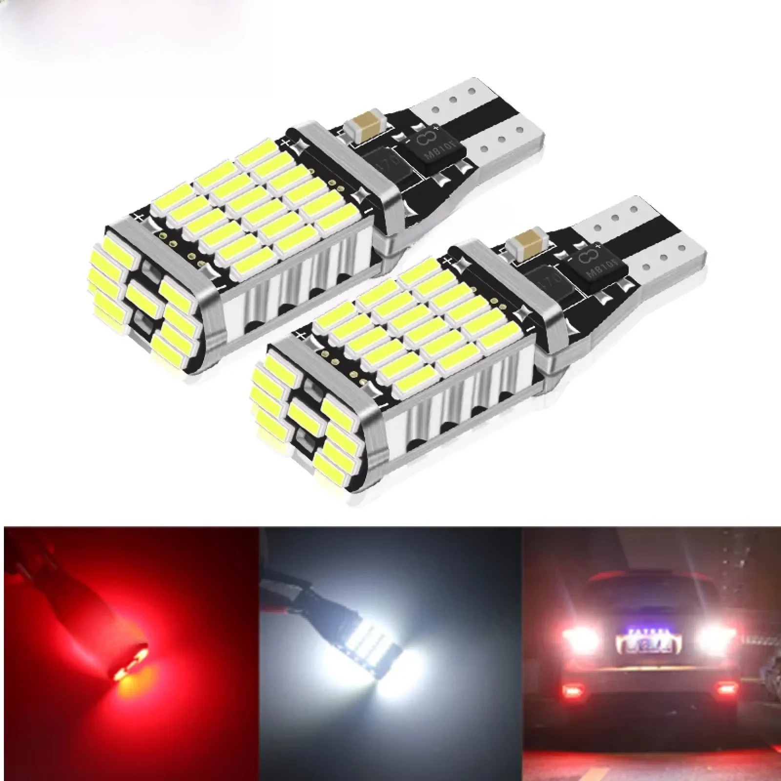 2 pièces T15 feu de recul W16W Led Super lumineux Canbus lumière de secours haute puissance voiture parc lumière blanc ambre rouge 12V rose iceblue