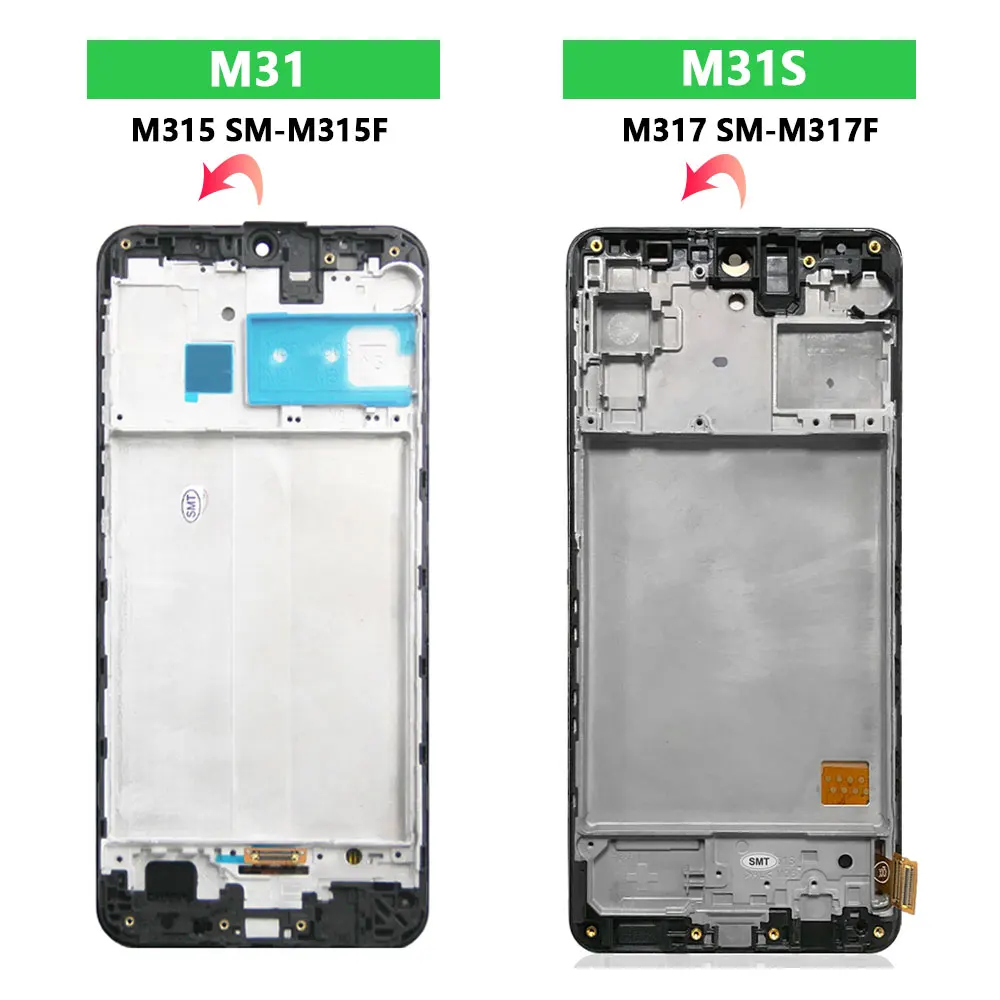 AMOLED M31S LCD Display Replacement for Samsung M31 M315F / M31S M317 SM-M317F Digitizer Touch Screen Frame