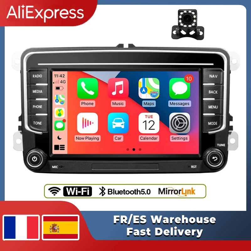 2 Din Car Radio GPS For VW / Volkswagen Skoda Golf 5 6 Touran Passat B6 Jetta Wireless CarPaly Wired Android Auto Radio Player