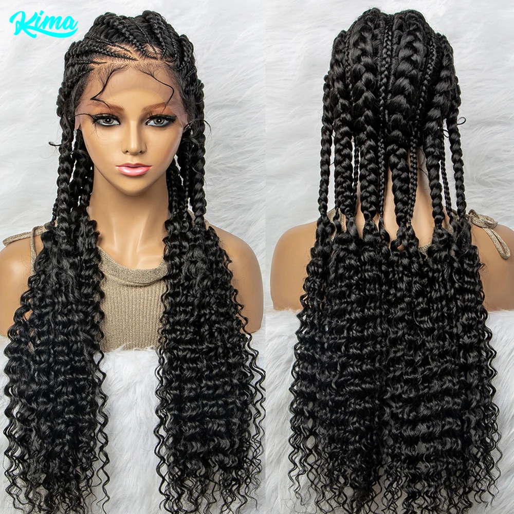 

Synthetic Lace Front Wig Braided Wigs Braid African With Baby Hair Braided Lace Front Wigs Water Wavy Wigs