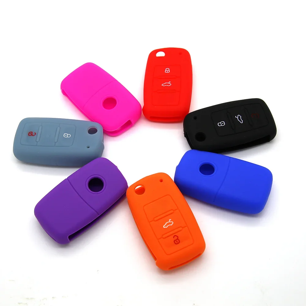 Coque de voiture en silicone pour Volkswagen Polo Golf Passat Beetle Caddy T5 Eos Tiguan Skoda, porte-clés, accessoires de voiture