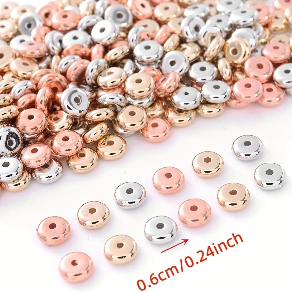 200PCS Mixed Color 6mm CCB Charm Spacer Wheel Bead Oval Flat Round Loose Beads Gold Silver For DIY Jewelry Making Accessories