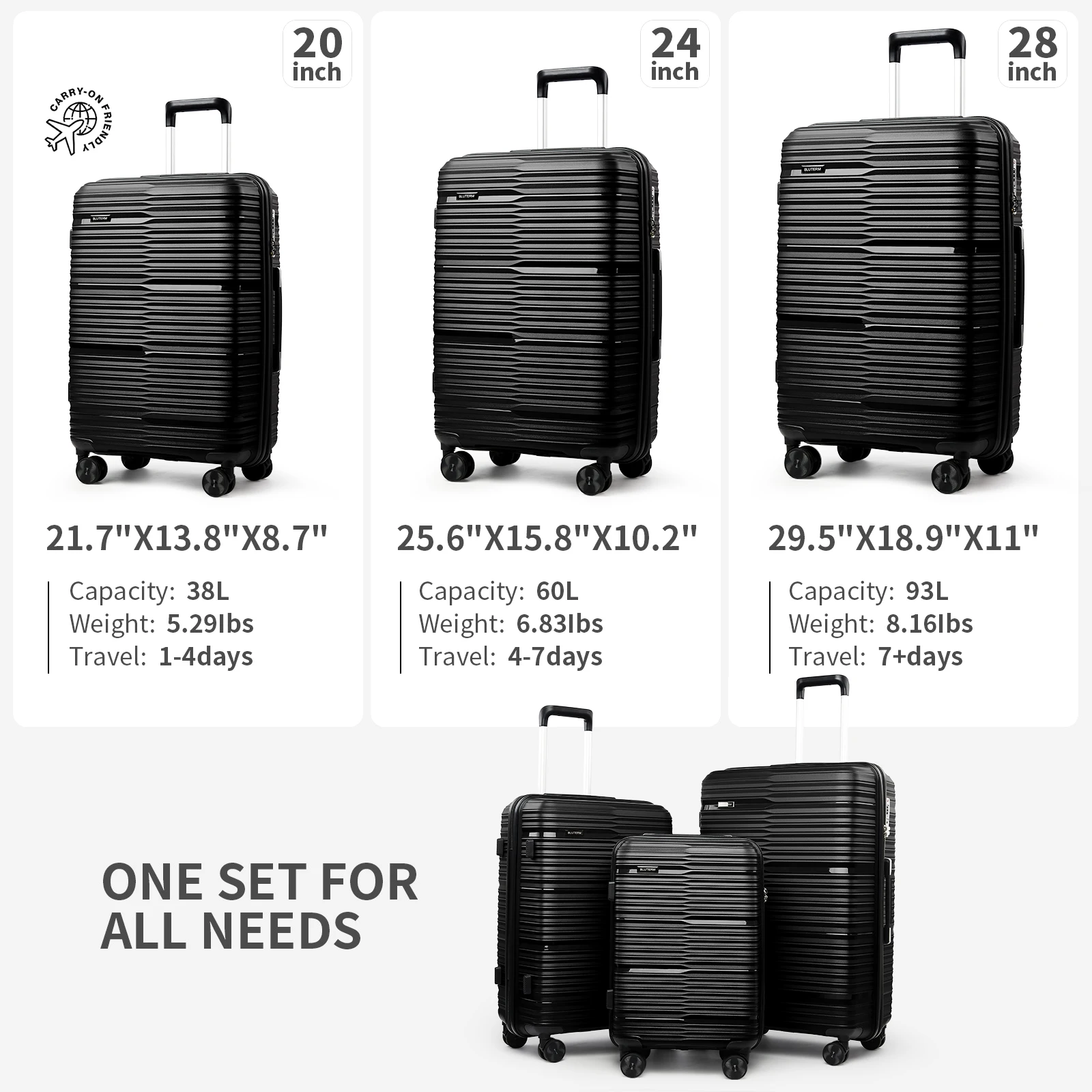 3pcs Travel Luggage Suitcase with Wheels, Men trolley Case Women Universal 20Inch 24inch 28inch Boarding Password Suitcase 캐리어