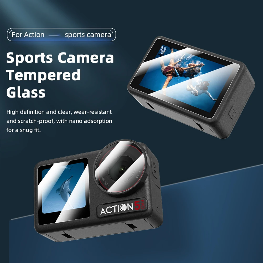For DJI Osmo Action 5 Pro 4 3 Screen Protector HD Tempered Glass Film Bag Case Lens Cover Cap for DJI Action 5 Pro Accessories