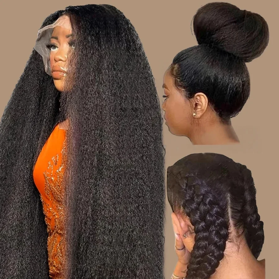 

200% Кудрявые прямые 13x4 прозрачные кружевные фронтальные парики из натуральных волос с странными краями Детские волосы Яки Прямые парики из человеческих волос