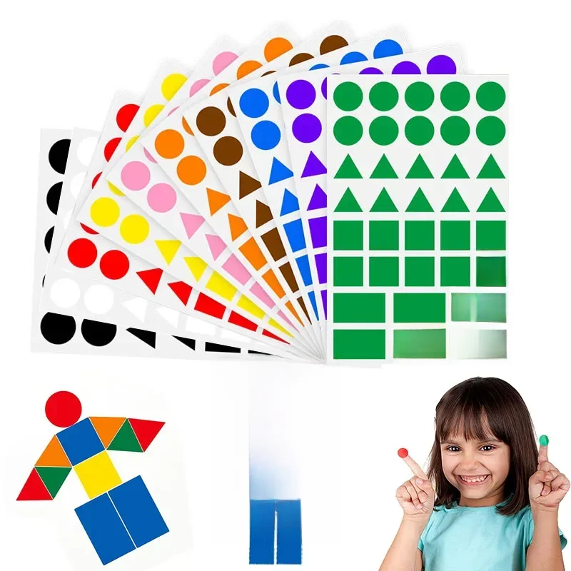 360-1080 pièces Triangles colorés autocollants à points rectangulaires pour enfants étudiants bricolage Puzzle géométrie autocollants étiquettes de Scrapbook