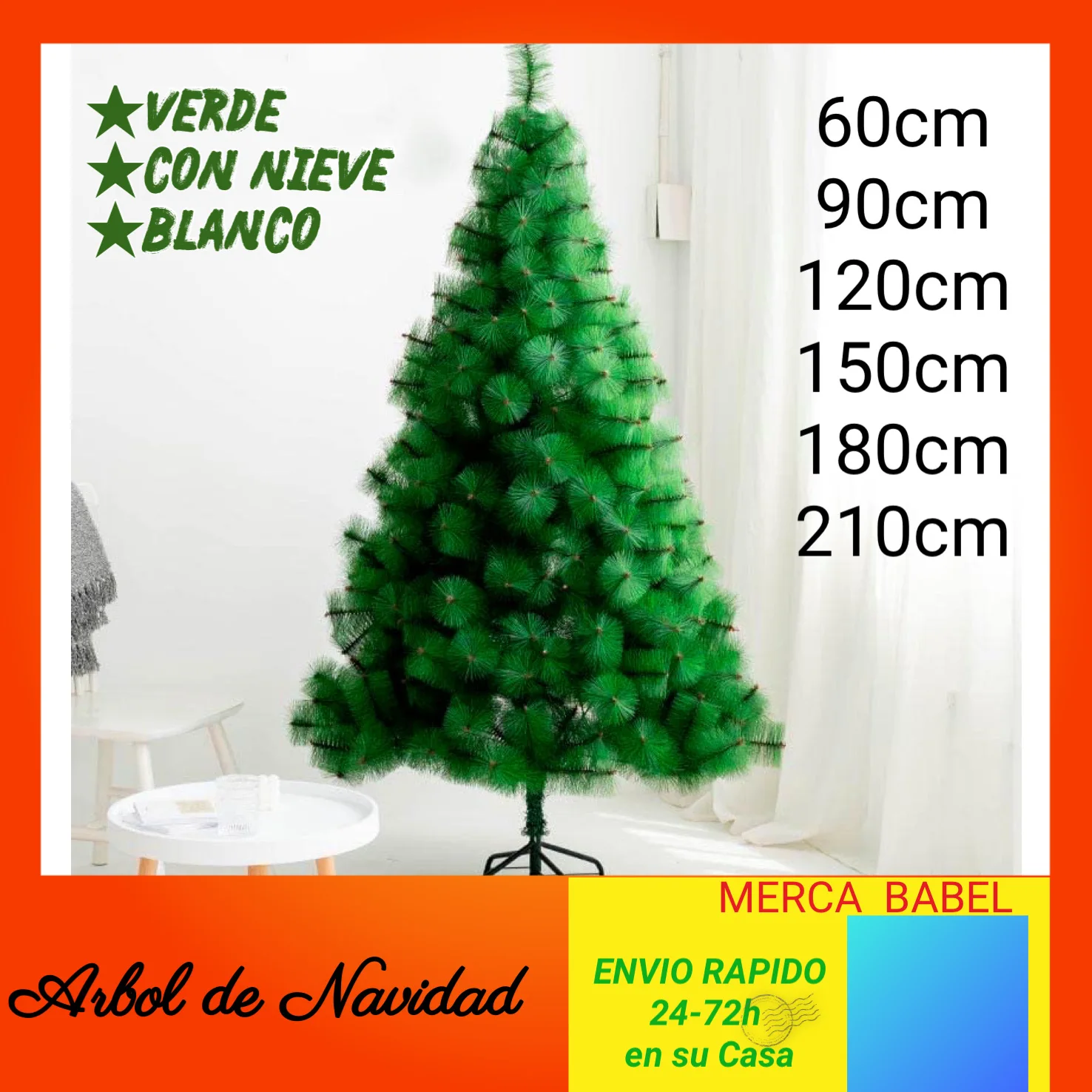 Christmas Tree Pine Tree, Christmas Decoration, Snow Tree, Easy Assembly, Height 60cm 90cm 120cm 150cm 180cm 210cm, Green, Green with Snow and White