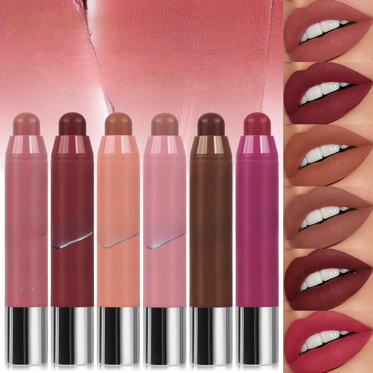 Stylo à lèvres mat velours de couleur, crayon à lèvres rouge, imperméable, longue durée, tasse antiadhésive