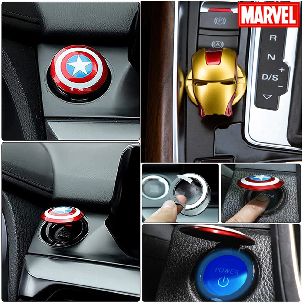 New Disney Car Interior Sticker Anime Figure Car Engine Ignition Start Switch Button Cover Trim Stickers Toys