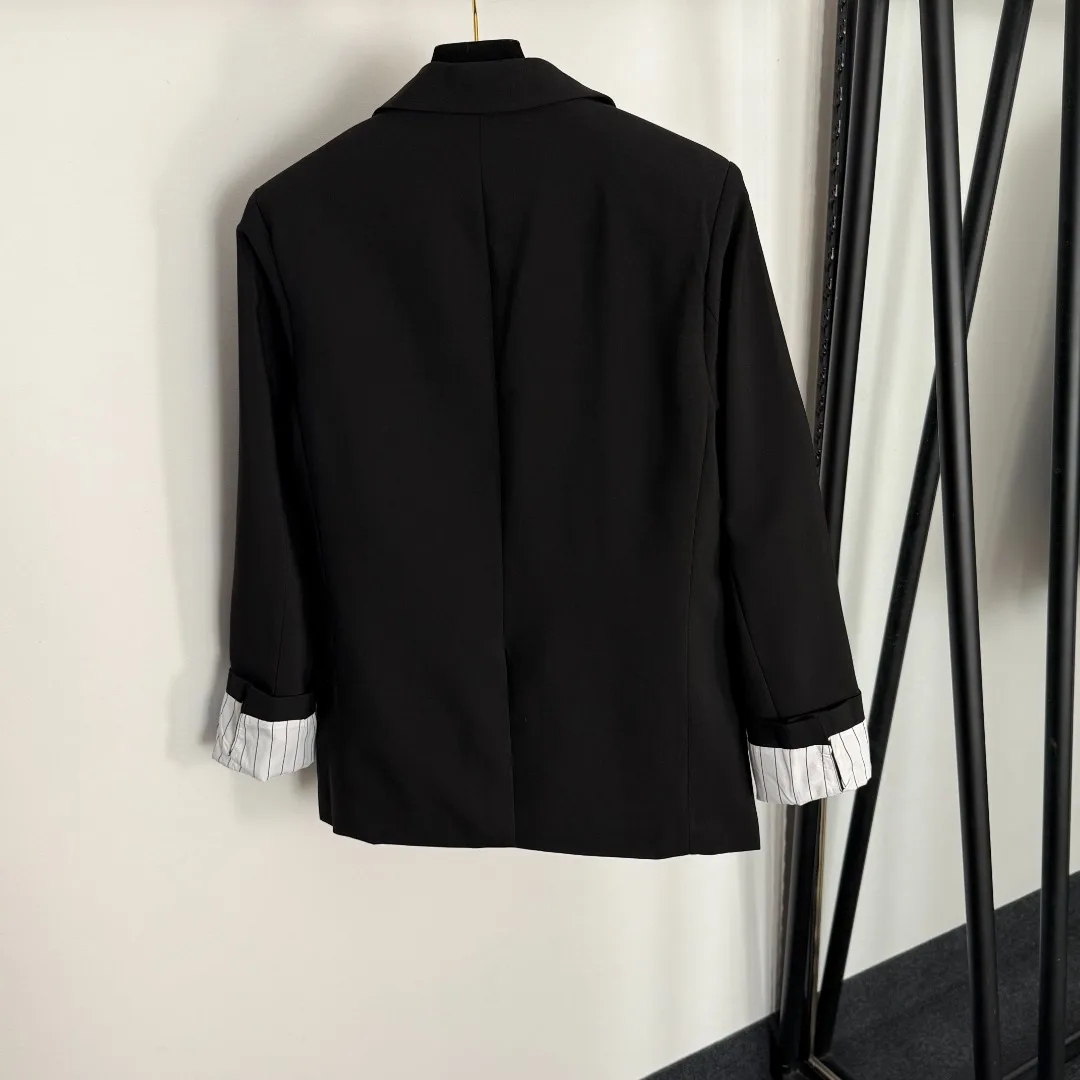 

25 Autumn/Winter New Style - Striped Sleeve Opening - Form-fitting Two-Button Long-Sleeve Women's Suit Jacket