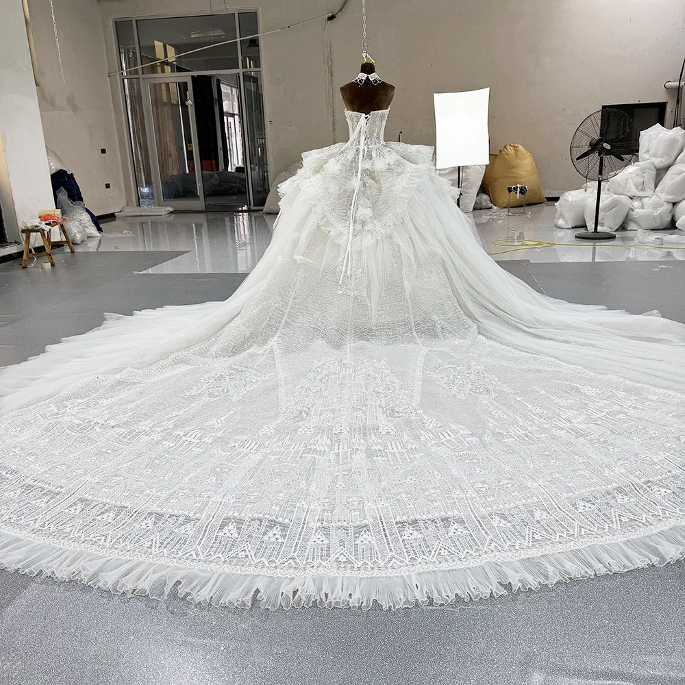 Vestidos De boda sin mangas sin tirantes rebordear encaje escote cristal Vestido De baile encaje tren largo Vestido De novia Casamento