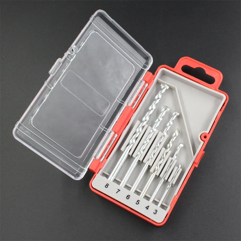 Set di punte da trapano da costruzione nichelate da 6 pezzi manico tondo In acciaio al carbonio con trapano a torsione da 3-8mm per aperture In cemento cemento ecc.