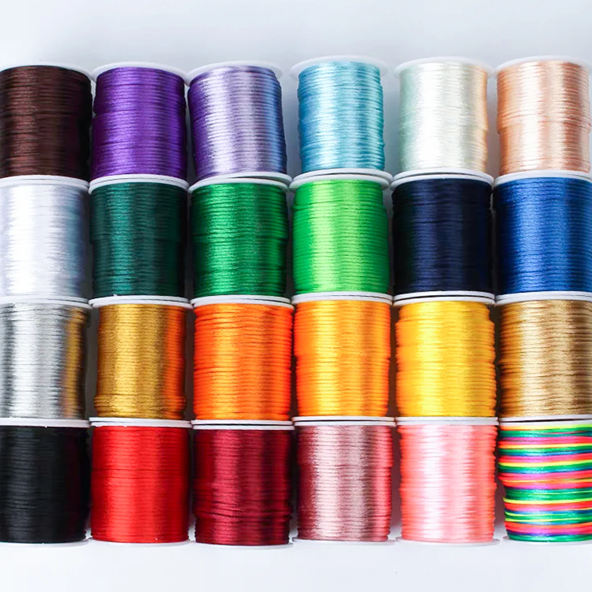 100m/Roll 1.5mm Nylon Satin Cord Black Rat Tail Forging Silk Thread Colorful Polyester Chinese Knot Bracelet Braided Beaded Rope