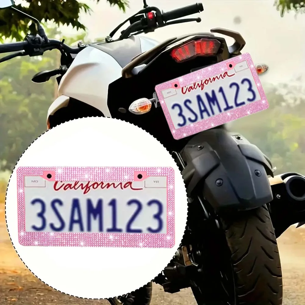 1-2 قطعة فلاش إطار لوحة الرخصة الكريستال البلاستيك لوحة ترخيص غطاء إطاري العالمي للدراجات النارية لوحة ترخيص الملحقات