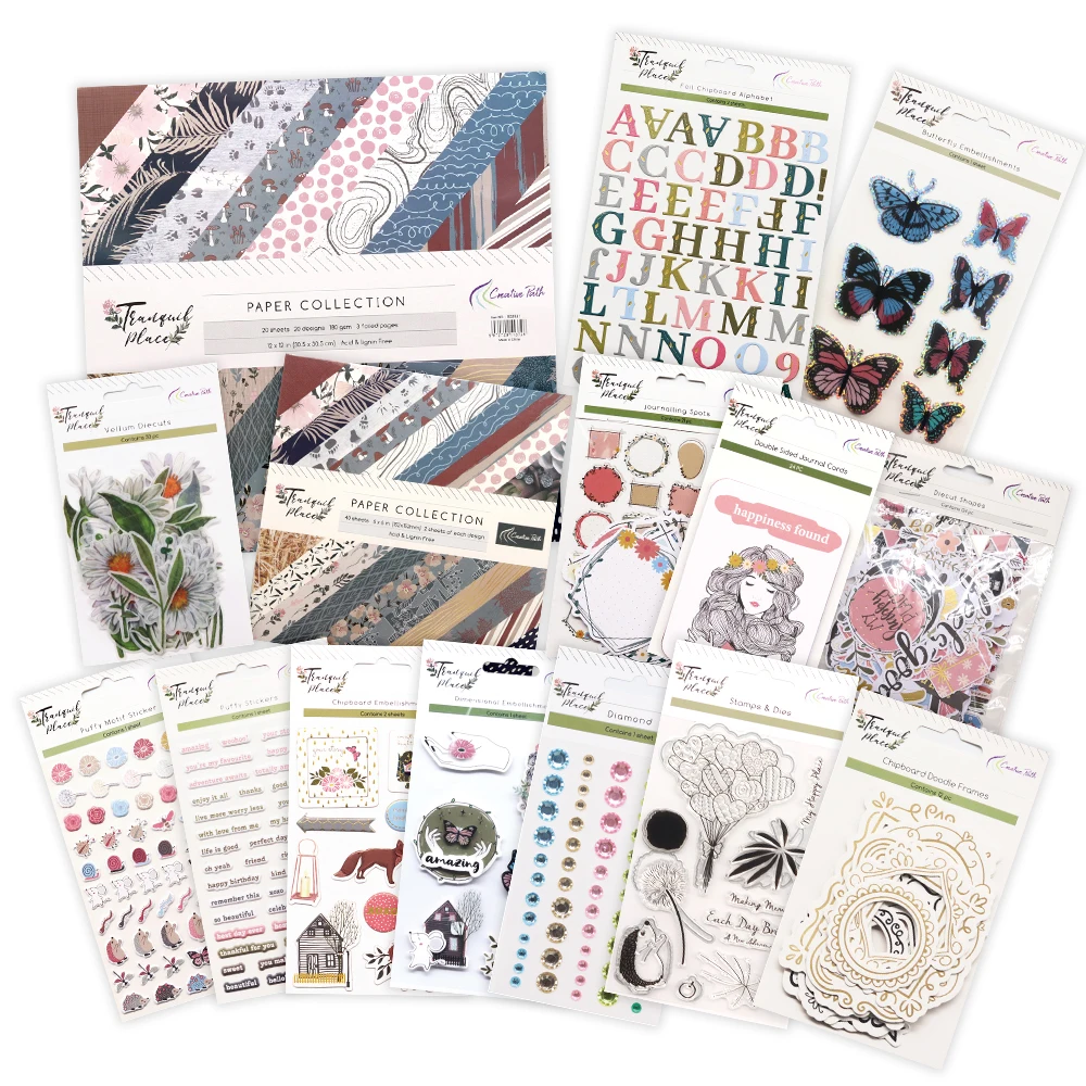 Creative Path Value Pack Scrapbooking Kit Paper Crafts Set DIY Card Making Series Accessories Bag Journal Decoration Lucky Box