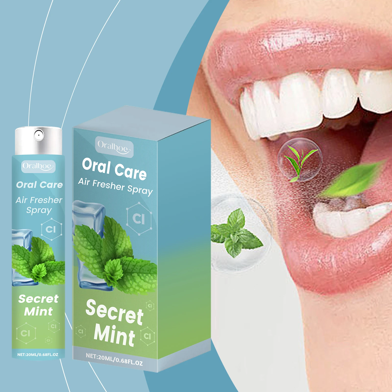 Oralhoe 20ml Fresh Mint Scent Oral Spray Mouth Bad Breath Remove Lasting Fragrance Herbal Immediate Non-irritating Mouth Spray