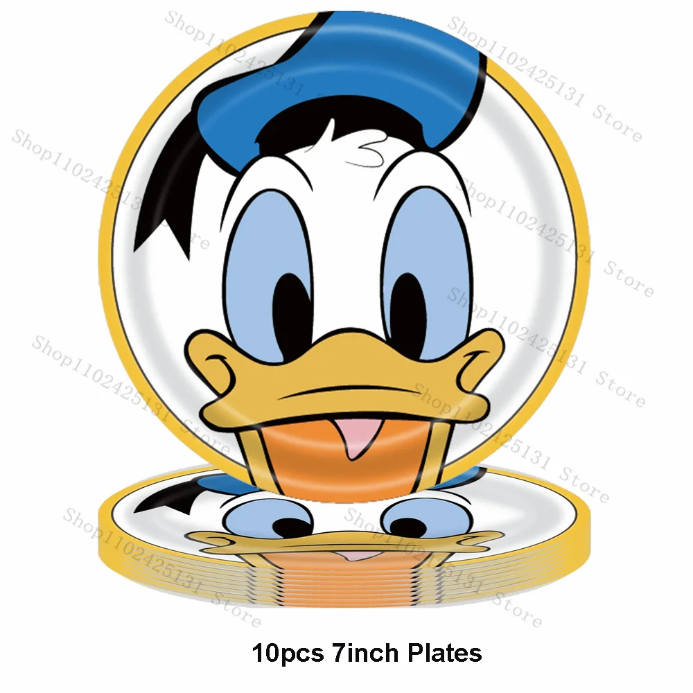 لوازم زينة حفلات أعياد الميلاد السعيدة من دونالد داك، بالونات ألومنيوم، خلفية كرتونية، لافتة علوية للكب كيك، هدية #6