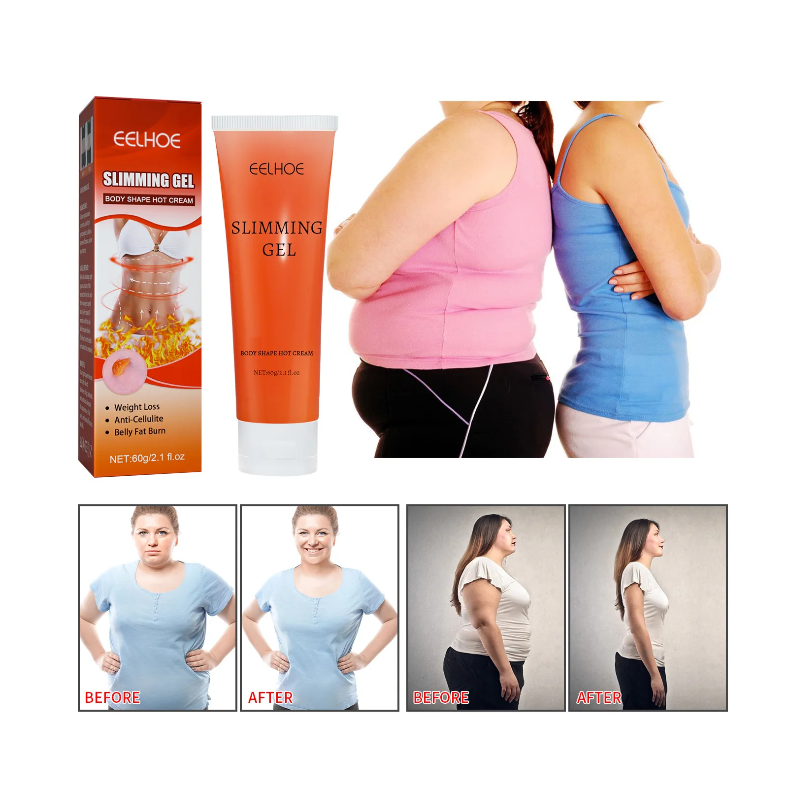 B-Urning Gel Emagrecedor, Promover o Metabolismo, Reduzir a Celulite da Perna, Firmamento da Barriga, Apertando a Cintura Fina, Braço, Creme Corporal Abdominal