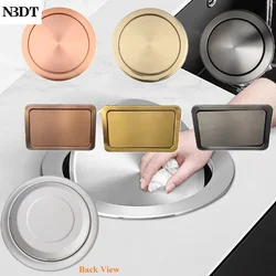 1Pc Square Rectangular Circular SUS304 Counter Mount Trash Swing Lid Cover Gold Black White