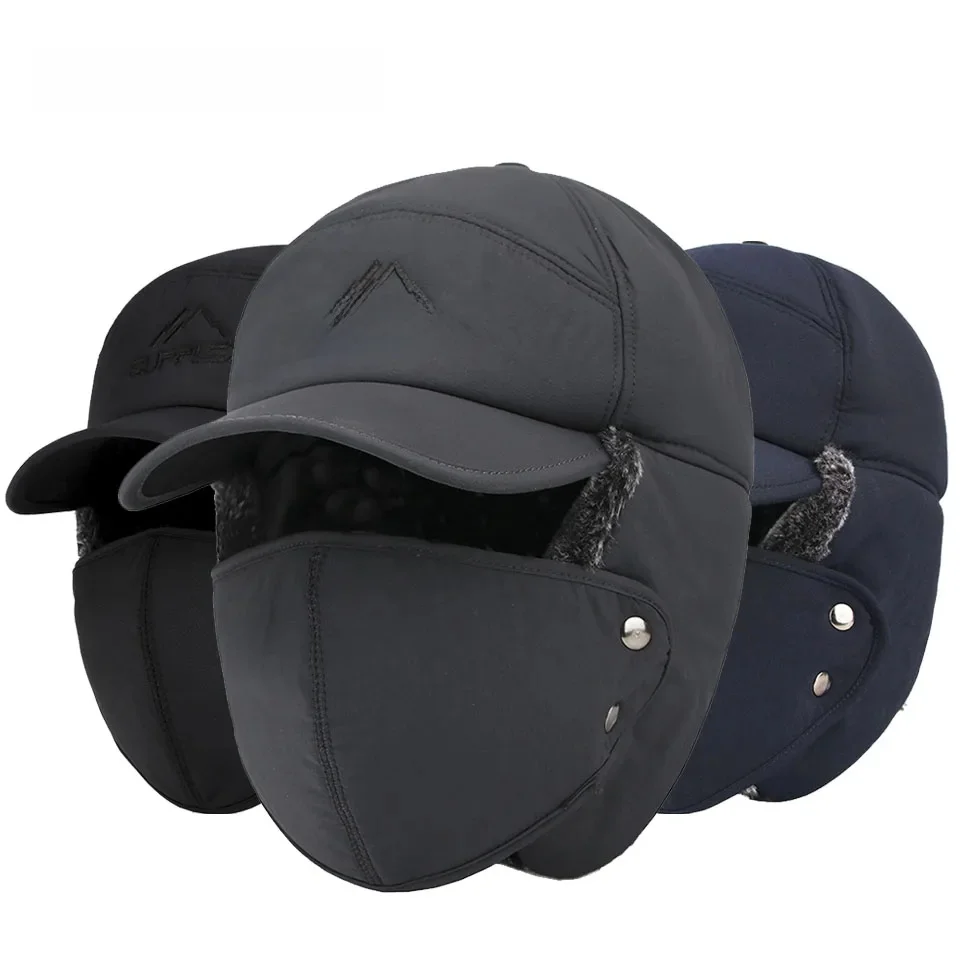 AliExpress LOOGDEEL Winter Fur Windproof Hat With Brim Warm Mask Men Women Motorcycle Sports Cycling Cap Skiing Cold Anti-snow Headwear