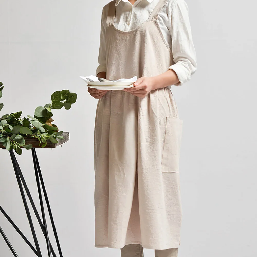 린넨 방수앞치마 modern linen kitchen apron 예쁜 원피스 앞치마 B타입 꽃집 카페앞치마 바리스타 플로리스트 앞치마 공방 미용실앞치마 