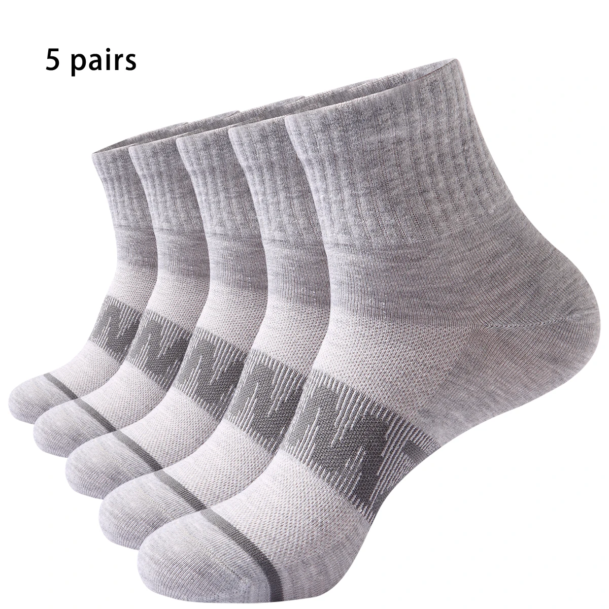 ถุงเท้าข้อสั้นแบบแห้งเร็วระบายอากาศได้ดี 5 คู่ – ถุงเท้ากีฬาโพลีเอสเตอร์น้ำหนักเบา ดูดซับความชื้น เหมาะสำหรับการวิ่ง