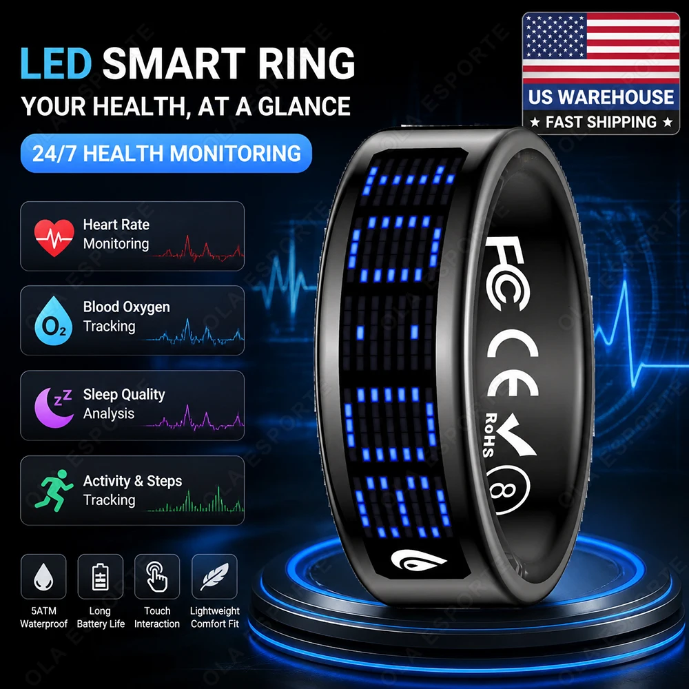 2026 Smart Ring with Charging Compartment HD Screen, Sports Mode 5ATM Waterproof Heart Rate, Blood Pressure, Blood Oxygen, Sleep, Health Monitoring Long Battery Life Smart Ring for ios and Android