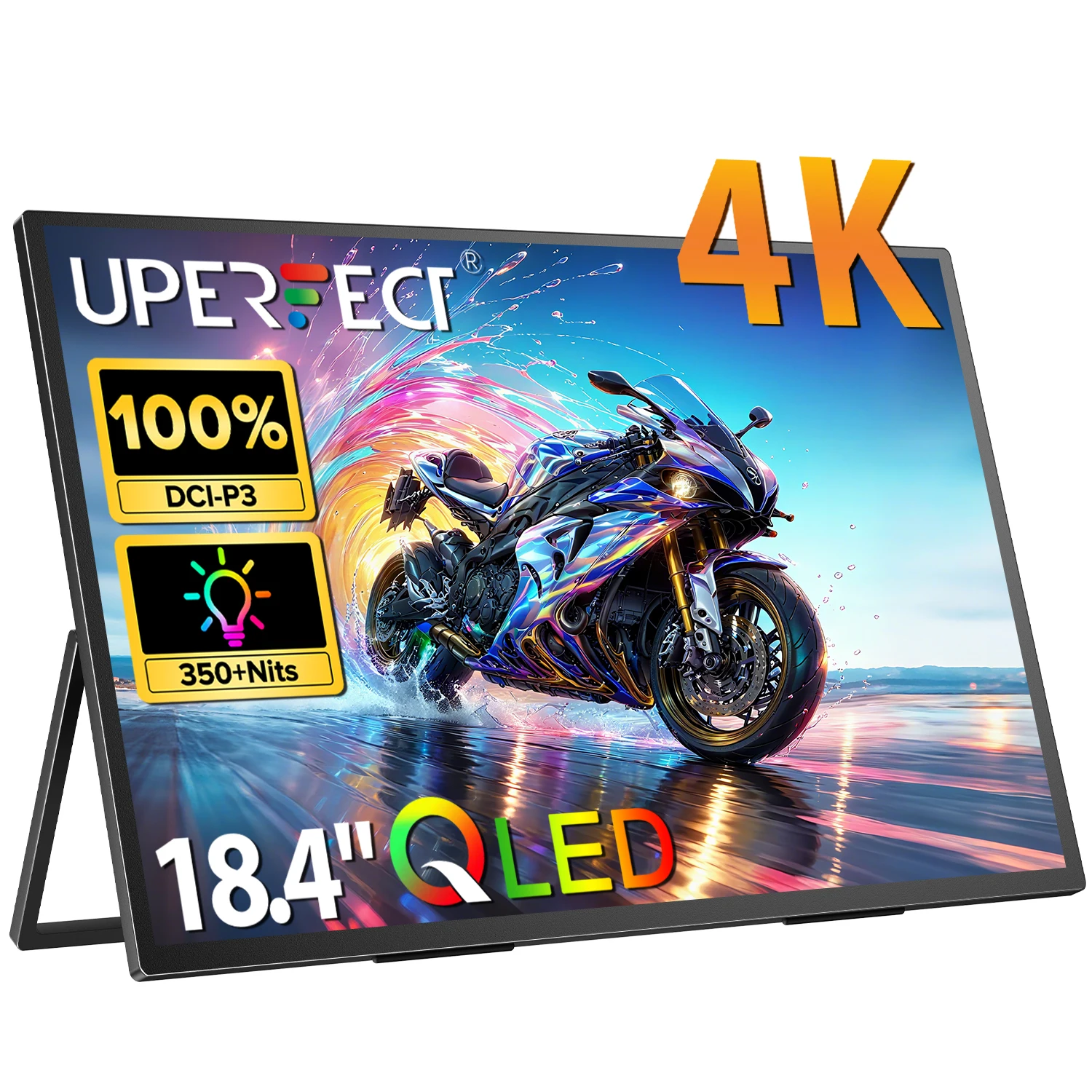 Monitor portátil UPERFECT de 18,4 pulgadas, 4K, QLED, con HDMI, USB C 3,1, para XBOX, PS5, pantalla de visualización de juegos ultraancha, PC, Mac, teléfono, pantalla extendida