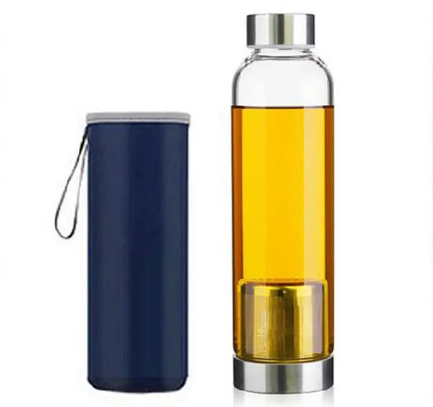 420/550Ml Mijn Sport Draagbare Echte Borosilicaat Glazen Beker Waterfles Filter Thee Reismok Met Handvat Fles Infuser - afbeelding 2
