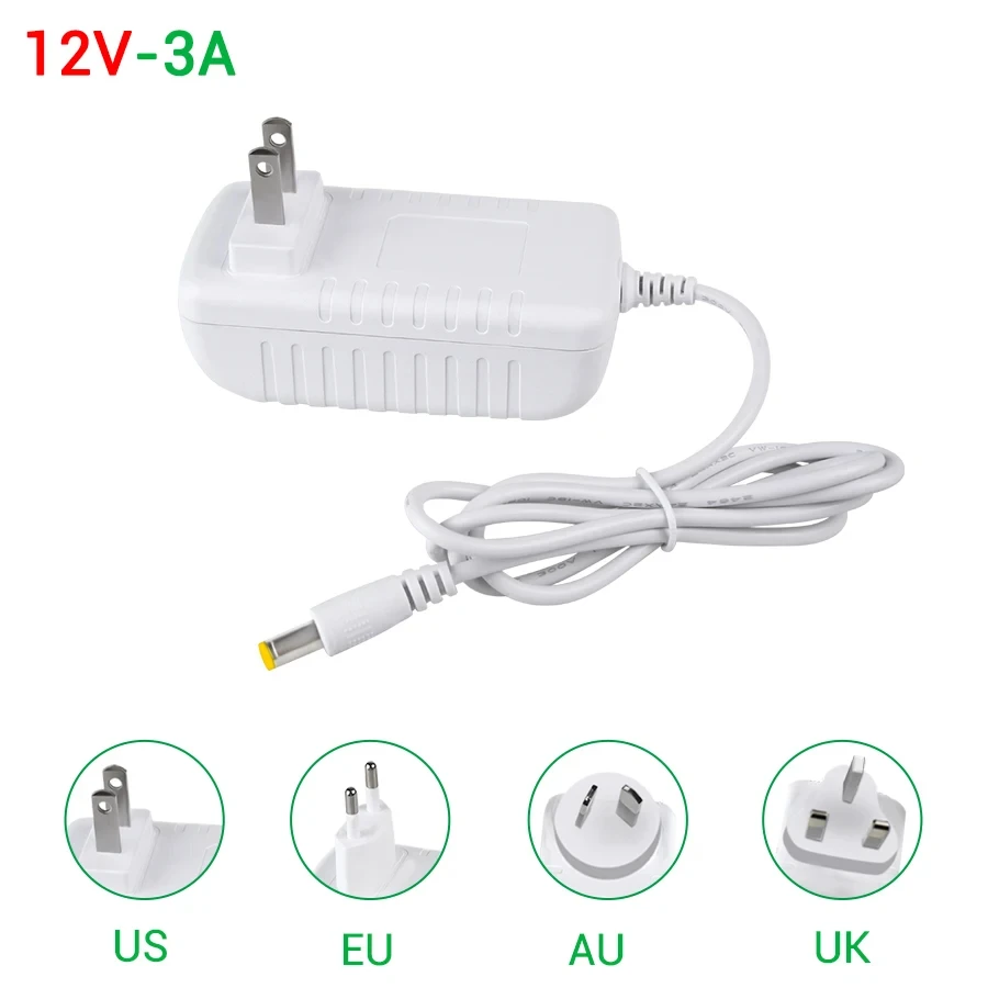 Alimentatore 12V 24V trasformatore adattatore di alimentazione 110V 220V AC a DC adattatore di alimentazione a luce LED 2A 3A EU US UK AU Plug