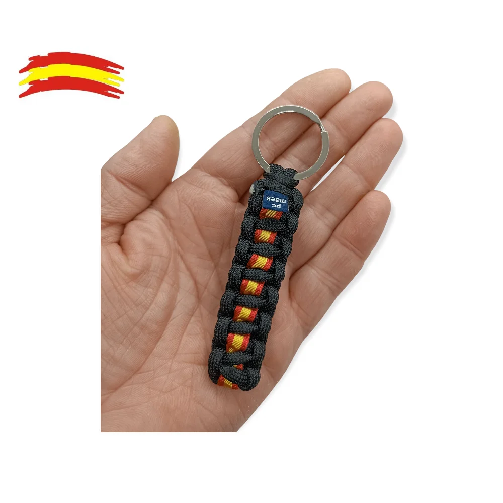 Adjustable paracord bracelet,black military, Spanish constitutional flag, keychain, fashion, accessory.