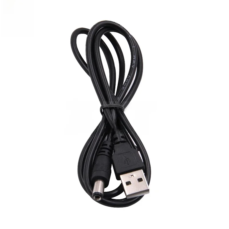 Connecteur de câble d'alimentation pour petits revieélectroniques, port USB noir, 5.5x2.1mm, 5V DC Barrel Jack, 1m