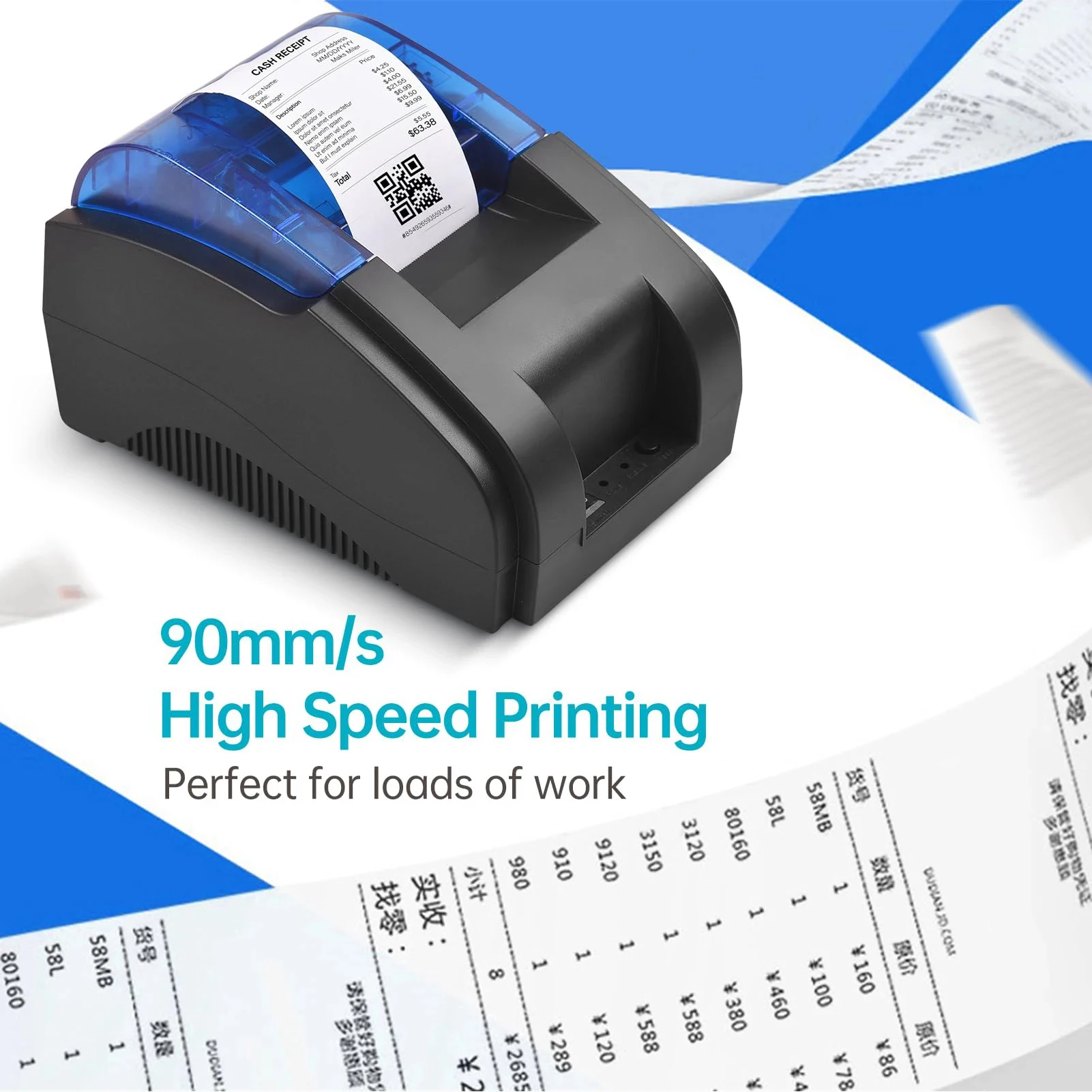 58mm Thermal Portable Bluetooth Wireless Printer Desktop Receipt Bill POS Compatible With Windows/Linux/Mac/Android/iOS Systems