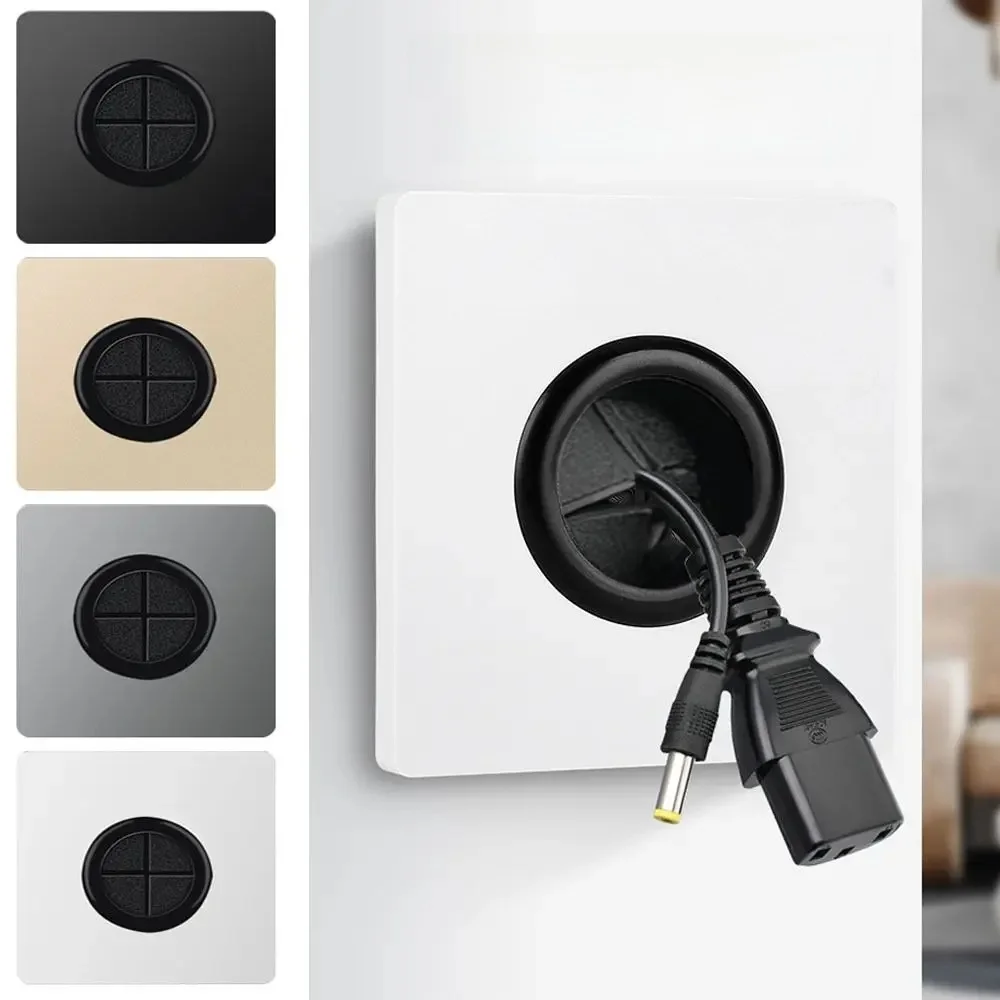 Panneau Mural Vierge de Type 86 avec Trou de Sortie, Couvercle Décoratif, Prise de Câble avec Coussretours en Caoutchouc, EvaluStorage, 1 Pièce