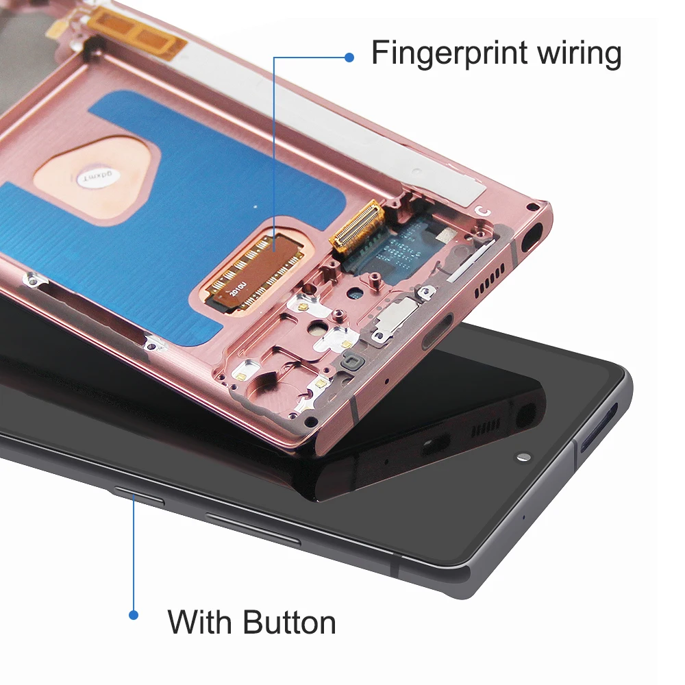 For AMOLED LCD with Frame For Samsung Note 20 Lcd Display Digital Touch Screen Replace For Note20 N980 N980F SN980F/DS Screen