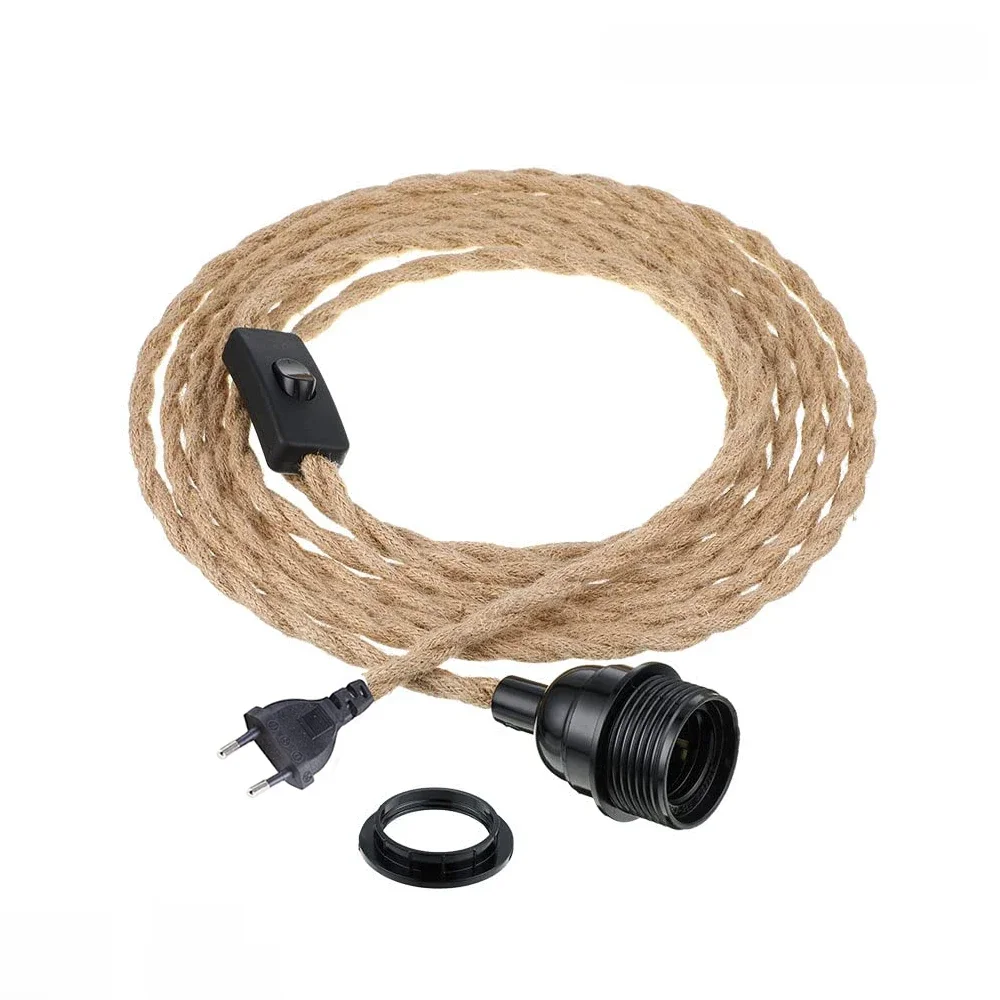 Kits de cordons de suspension en corde de chanvre de Style Vintage de 4.5M, interrupteur de prise ue E27, support de lampe Vintage pour décoration de lampe suspendue Simple