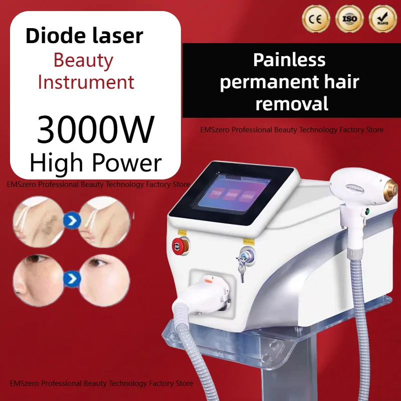 Portable diode laser beauty instrument hair removal painless hair removal 3 wavelengths 808nm 1064nm diode laser equipment