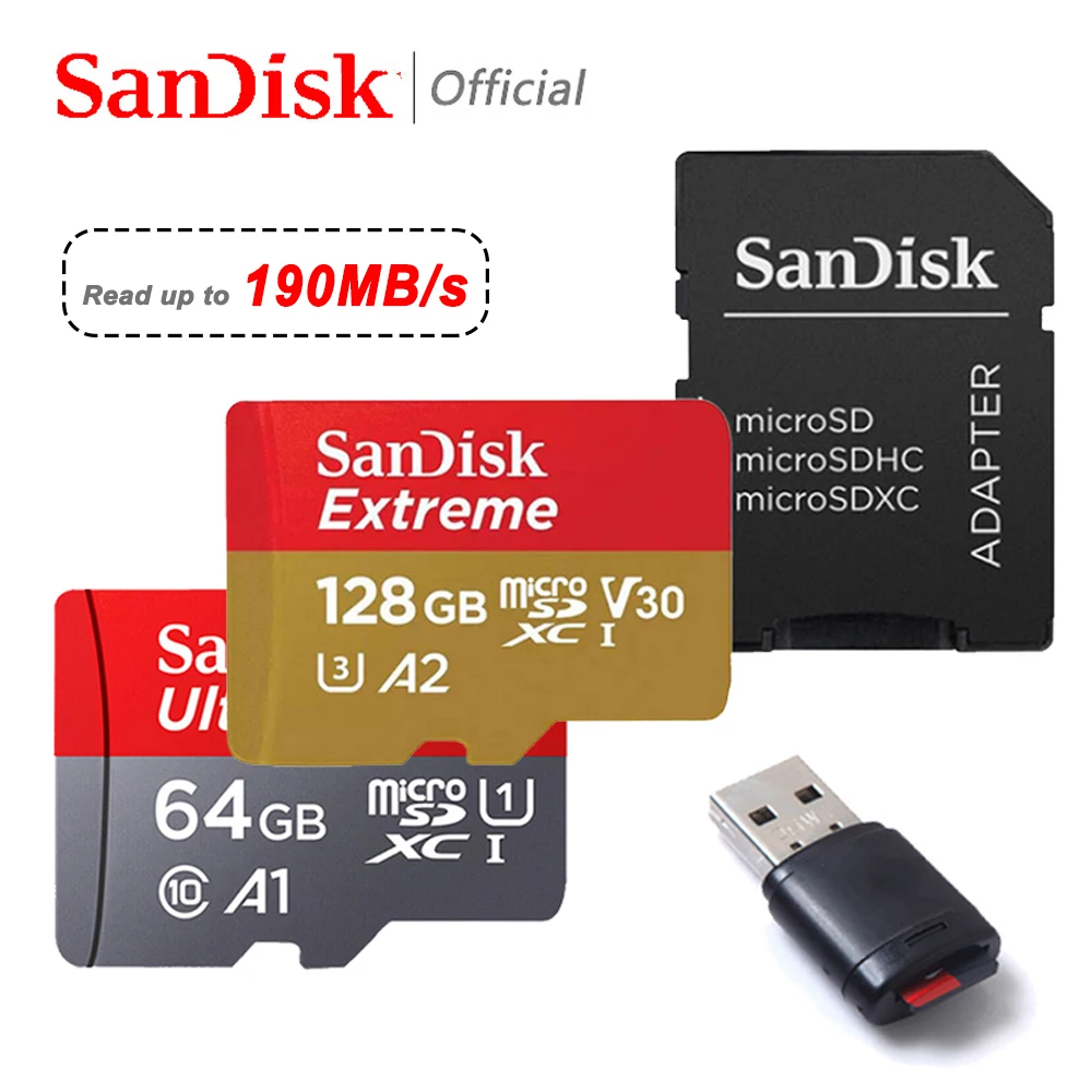 بطاقة Sandisk Ultra Micro SD 128g 256g 1.5T U1 A1 Class 10 UHS-1 بطاقة فلاش 512GB 64GB 1TB microSD للهاتف PC #1