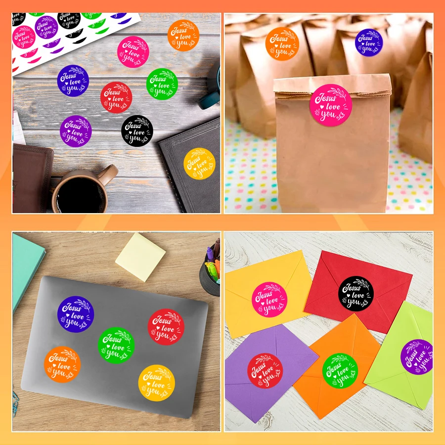 120Pcs Colorful “Jesus Loves You” Stickers – Faith Round Labels for Gifts, Envelopes, Cards, Scrapbooking & DIY