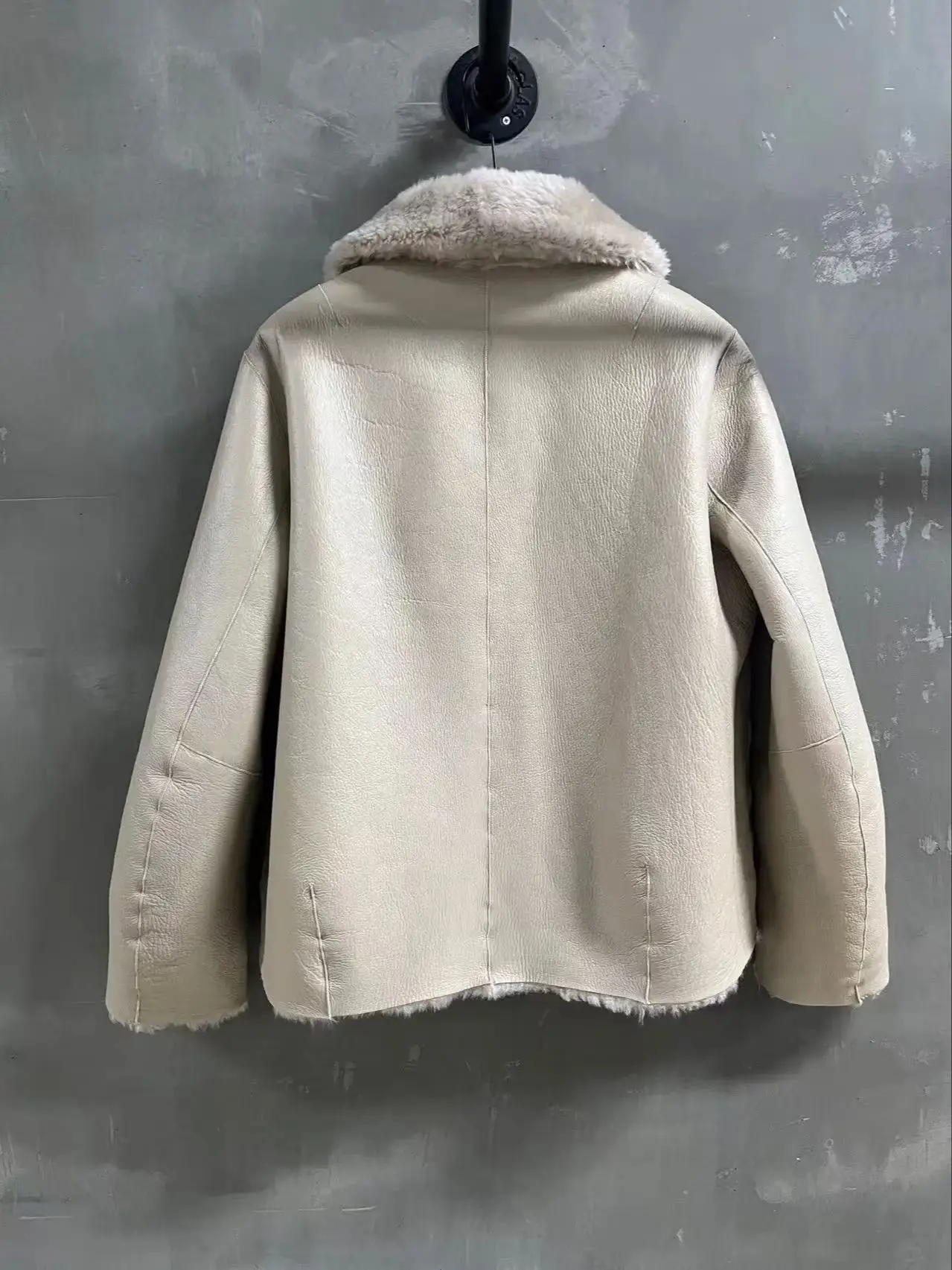 Herfst-winter casual damesjas van echt schapenvacht