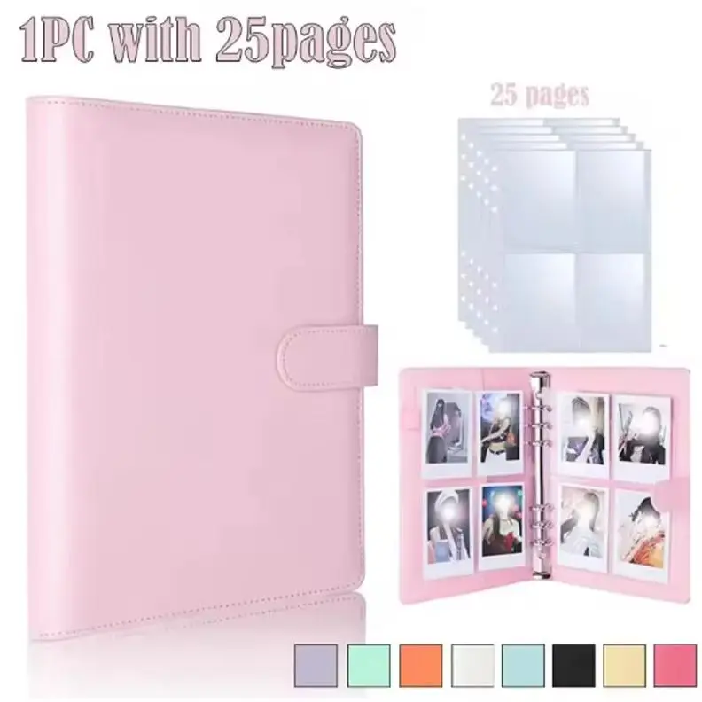 A5 Kpop Photocard Binder with 25 pages 4-Pocket Card Collector Album with 200 Card Slots PU Leather Cover Organizing Cards