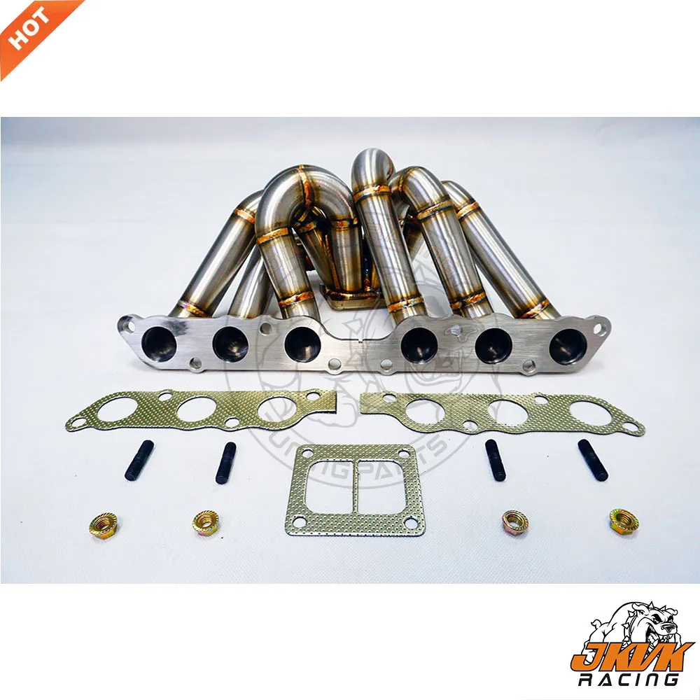 JKVK RACING SS304 3mm rura parowa T4 twin scroll równa długość Turbo nagłówek dla Supra MK4 2jzge 2JZ GE kolektor