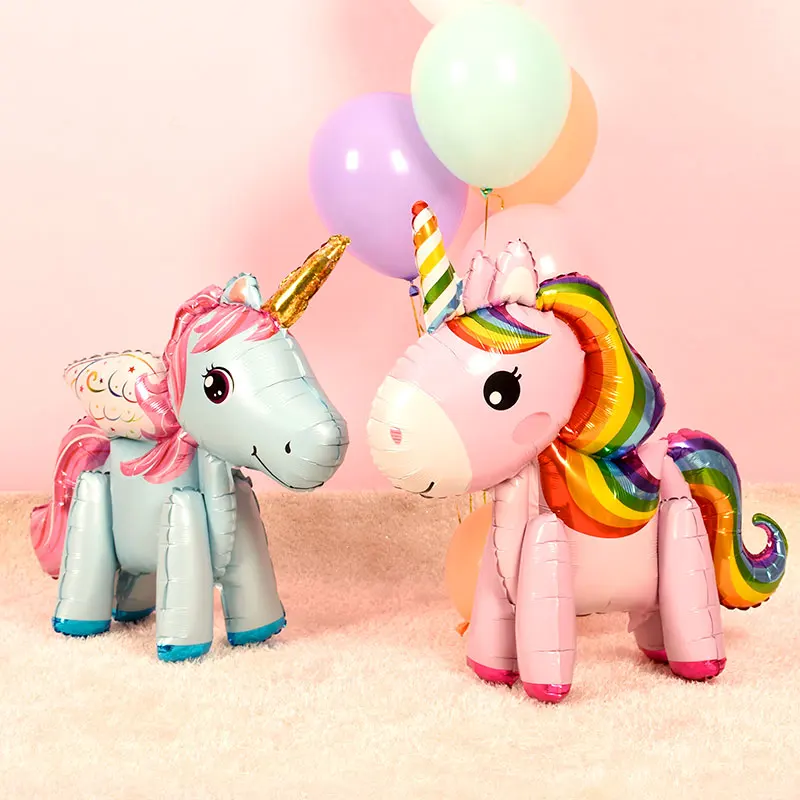 3D Rainbow Unicorn Balloon Happy Birthday Party Decoration Supplies Foil Balloons Baby Shower Wedding Balls Toy